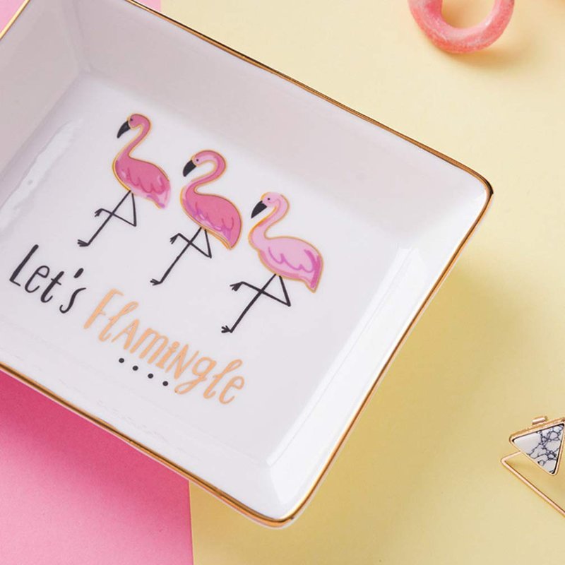Hemoton Ceramic Jewelry Tray Ring Dish Flamingo Trinket Tray Ceramic Key Tray Jewelry Pallet Decorative Jewelry Plate for Rings Earrings Necklaces Bracelet Watch Keys