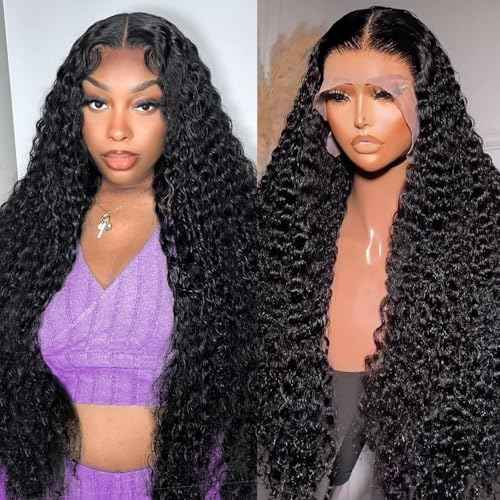 26 Inch Deep Wave Lace Front Wigs Human Hair 13x6 HD Transparent Deep Curly Lace Frontal Wig Human Hair For Women 200% Density Glueless Wigs Human Hair