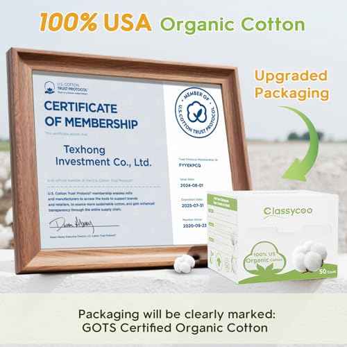 Classycoo XL Disposable Face Towel, 100% Cotton Ultra-Soft for Sensitive-Skin Facial Wipes Cleansing Towels, Odor-Free, Makeup Remover Cloths for Travel, Home Hand Dry Wipe(12 x 10 in, 50 Count)