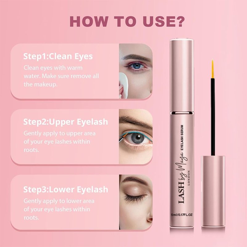 Lash Growth Serum, Thicker, Fuller Natural Lashes, Cruelty Free, Made in USA - 5ml