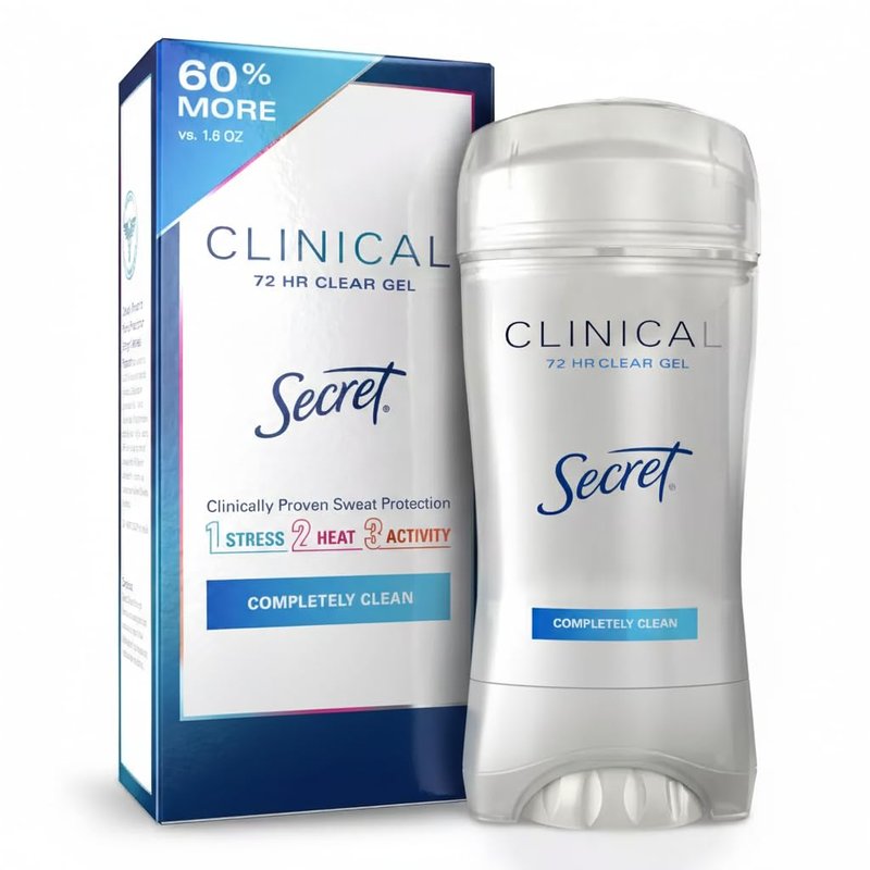 Secret Clinical Strength Clear Gel Antiperspirant & Deodorant for Women - Completely Clean – 2.6oz