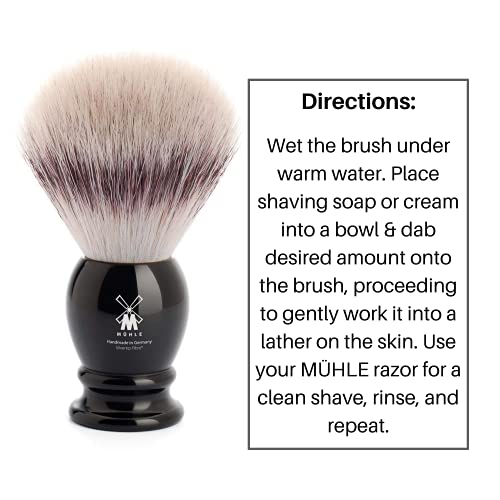 M?HLE Classic Black Large Silvertip Fiber Shaving Brush - Synthetic Luxury Shave Brush for Men, Rich Lather