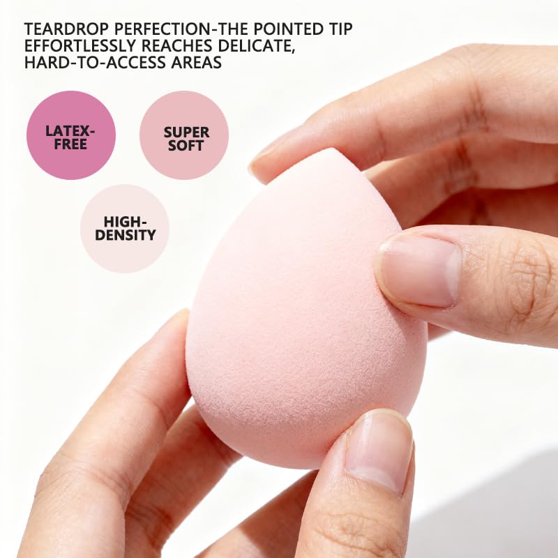 Latex-Free Makeup Sponge Set - 6 Soft Beauty Blenders for Flawless Foundation & Concealer