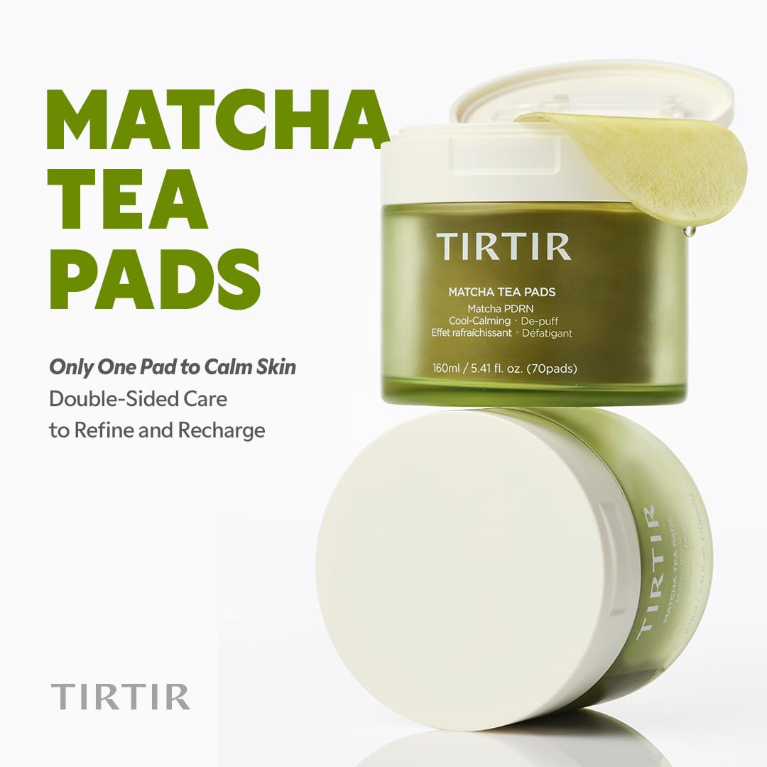 TIRTIR Matcha PDRN Toner Pad | Double-Sided Pad for Refine and Hydration, 10,000ppm Vegan PDRN & 2% Niacinamide, Instant Redness Relief, Daily Calm Soothing Exfoliator, 70 Pads (Pack of 1)
