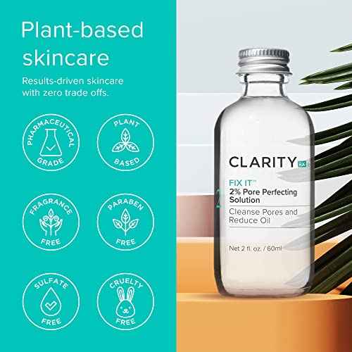 ClarityRx Fix It 2% Pore Perfecting Solution with Salicylic Acid for Acne-Prone & Oily Skin, Natural and Plant Based