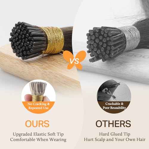 DOORES Itip Human Hair Extensions,16 Inch 100g 200s Itip Human Hair Extensions,Balayage Dark Brown to Chestnut Brown I Tip Hair Extensions,Cold Fusion Itip Remy Hair Extensions