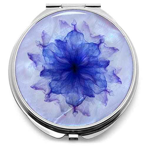 MADDesign Mother of Pearl Compact Makeup Travel Mirror (Flower Petals Purple)