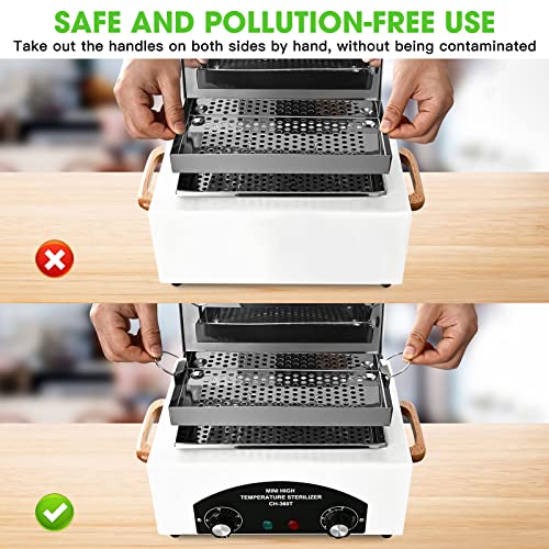 Sterilizer for Nail Tools 1.5L 110V 300W High Temperature Metal Clean Box with Adjustable Timer Temperature Sterilizer Cabinet for Manicure SPA Salon Metal Hairdressing Tool Equipment(white)
