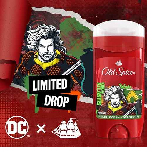 Old Spice Aluminum Free Deodorant for Men, 24/7 Freshness, Long Lasting Protection, Smell Like a Hero, Aquaman, Fresh Ocean and Seastorm Scent, 3 oz