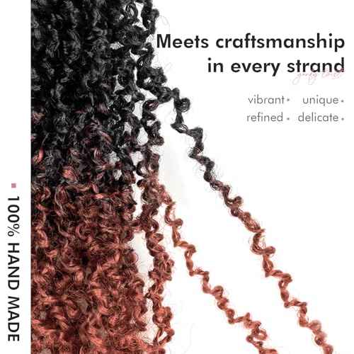 Toyotress Yanky Twist Crochet Hair - 12 Inch 2 Packs (30 Strands/Pcs) Fluffy Spring Mini Twist Short Bob Passion Twist, Ombre Ginger Pre-Looped Crochet Braids Braiding Hair (12 Inch, OT350-2P)