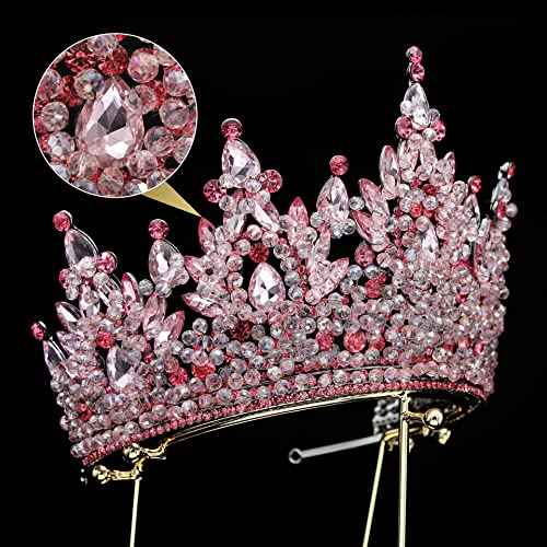 Large Tiaras and Crowns for Women Crystal Tall Pageant Crowns Rhinestone Royal Queen Headband Princess Quinceanera Headpieces for Wedding Birthday Prom Party Costume Cosplay
