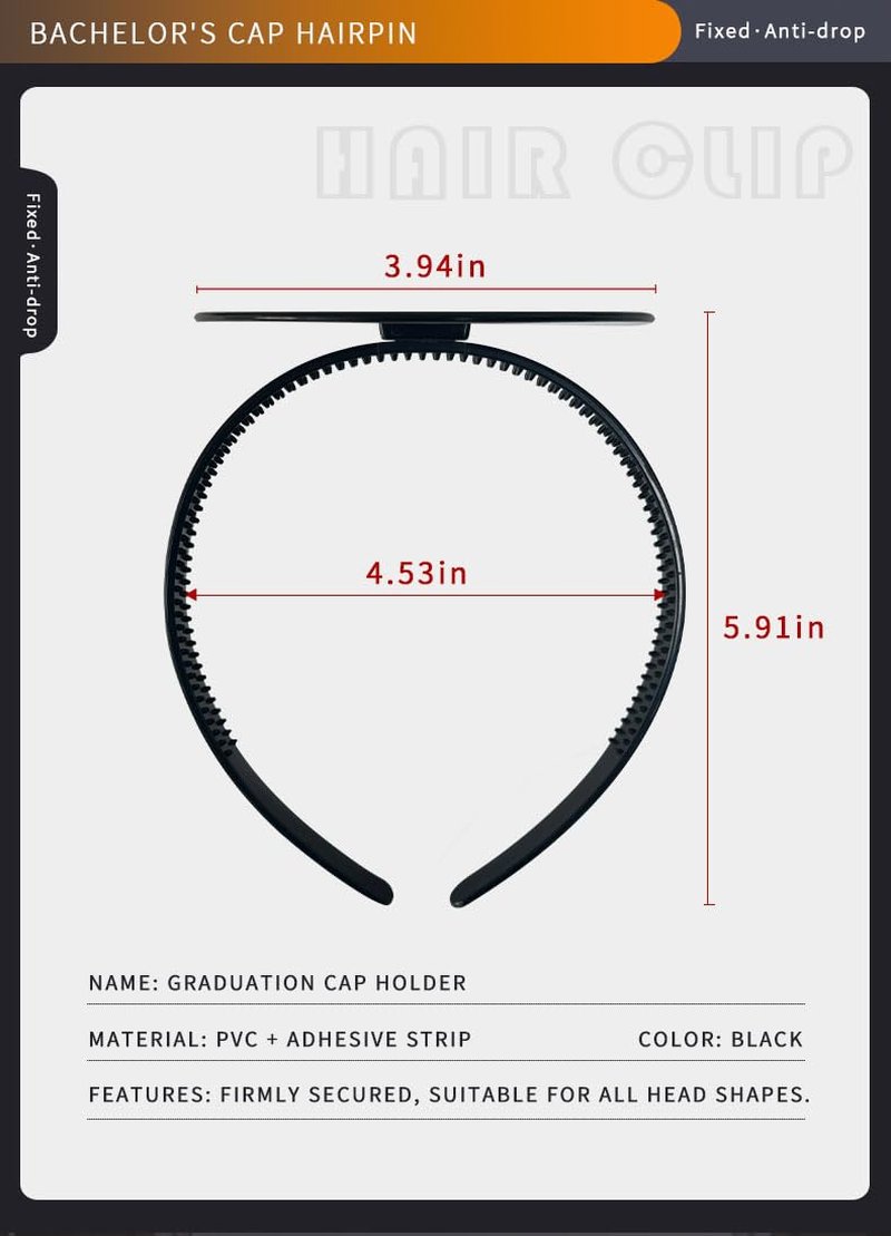 ESSAGER Graduation Cap Headband Grad hat decorations Holder decorations Accessory, Anti-Fall Hairband for Students Graduates, Keeps Hairstyle Fixed (Graduation Cap Not Included)