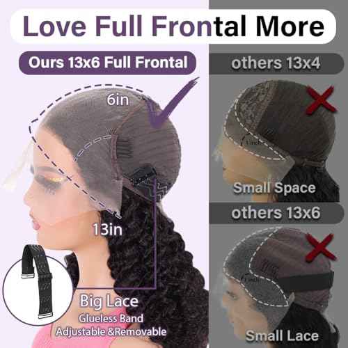 Curly Human Hair Wig 13x6 HD Transparent Lace Deep Curly Front Wigs Human Hair Pre Plucked 180 Density Wear And Go Glueless Wig Straight Wigs for Black Women Natural Black 18 Inch