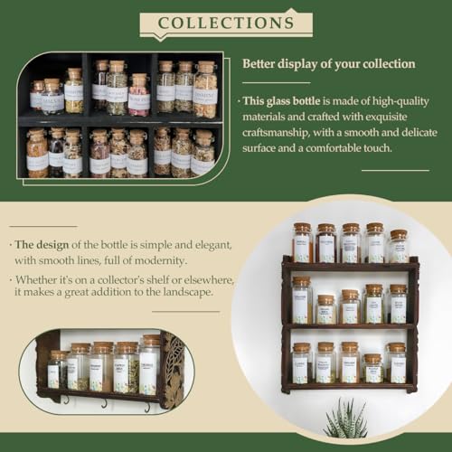 JIUYUE 55 pcs 20 ml Glass Bottle Cork Mini,Jars with Cork Lids (0.7 oz-1.18x1.97 inch)