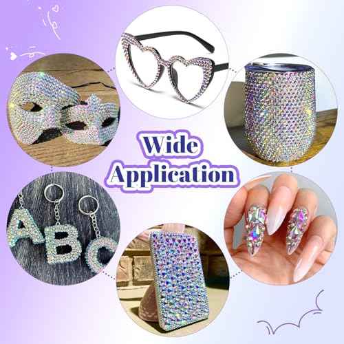 6800Pcs Hotfix Rhinestones for Clothing, Crystal AB 2-5mm Mixed Sizes Iron On Flatback Glass Gems, Bedazzling Crystals Rhinestones for Crafting Hats Shoes Fabric Decor Nail Art