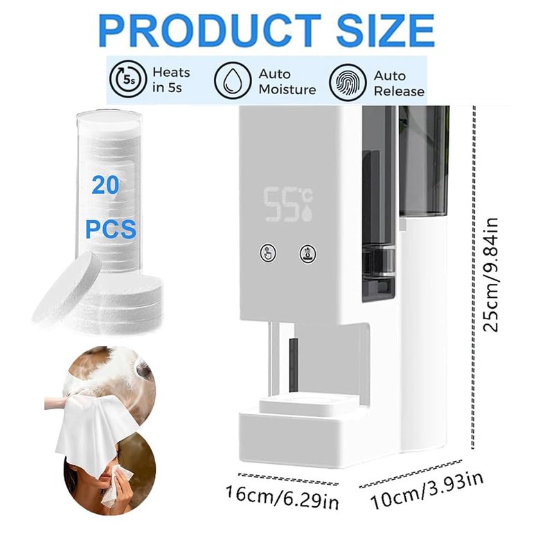 Hot Face Towel Heater Machine, Automatic Disposable Towel Warmer with Steam, 5-Second Heating, 55°C Constant Temperature, Portable Face Towel Steamer