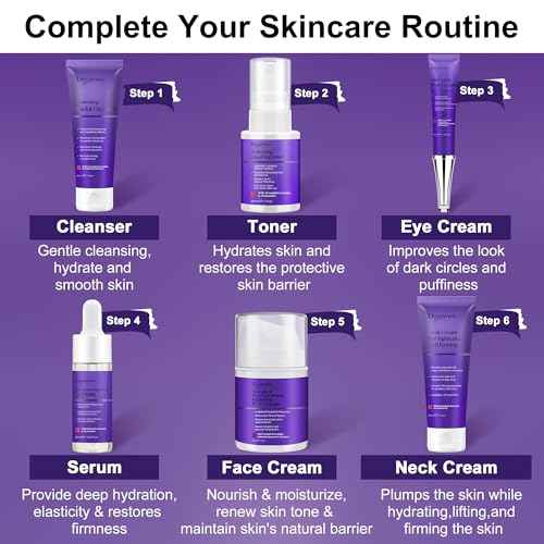 Skin Care Set,6Pcs Professional Womens Teens Tighten Lift Firm Skincare,Hydrate Anti-Aging Facial Routine Kit Travel Gift Set,Birthday Christmas Secret Santa Gifts for Women Teenage Girl Wife Mom
