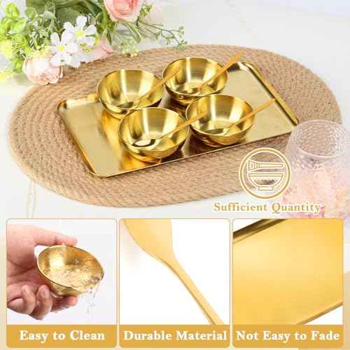 9 Pcs Gold Facial Supplies Large Gold Skincare Tray 4 Stainless Steel Facial Mask Mixing Bowls 4 Esthetician Mixing Spoons Spa Tray Esthetician Bowls for Mask Body Care Bathroom