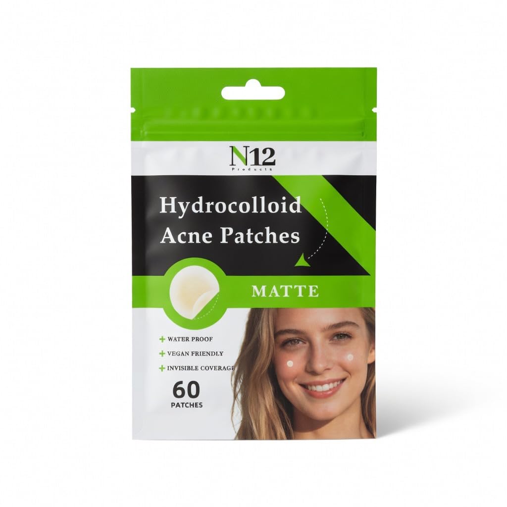 N12 Products-Best Hydrocolloid Acne Patch – Shrinks Zits and Whiteheads in One Use, Nighttime Pimple Spot Stickers for Face and Skin.
