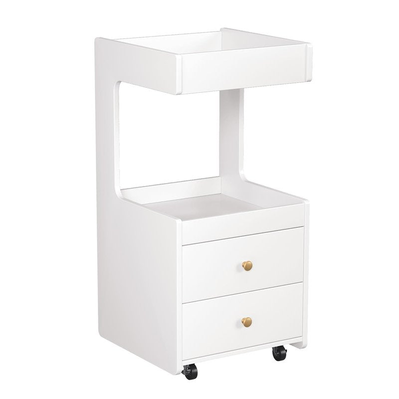 Salon Trolley Cart, Esthetician Cart with 2 Drawer & 2 Trays, 2 Lockable Wheels Hair Styling Station, Tool Organizer Storage Cabinet for Beauty Spa Barbershop, White