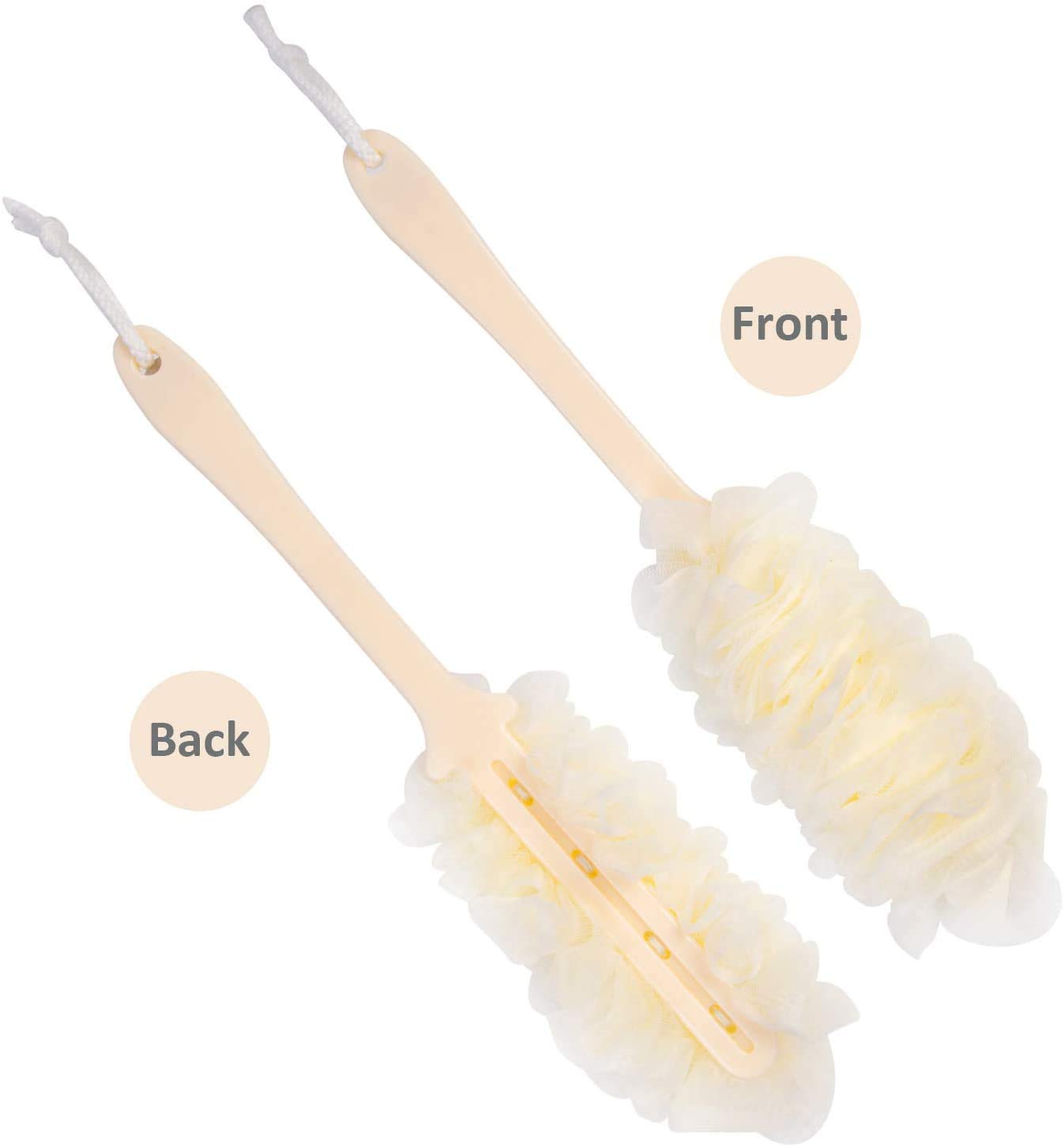 Arswin Back Scrubber for Shower,Loofah Long Handle Bath Body Brush,Soft Nylon Mesh Sponge for Shower,Loofah On a Stick for Men Women,Exfoliating Scrub Cleaning Luffa for Elderl(3Pack-Mix)