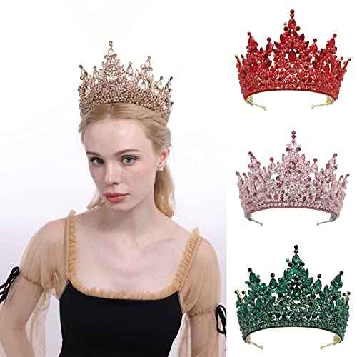 Large Tiaras and Crowns for Women Crystal Tall Pageant Crowns Rhinestone Royal Queen Headband Princess Quinceanera Headpieces for Wedding Birthday Prom Party Costume Cosplay