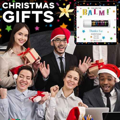 200 Pack Christmas Employee Appreciation Gift Bulk Lip Balm Teacher Staff Team Xmas Thank You Gift You're the Balm Thanksgiving Party Favors Christmas Stocking Stuffers for Women Men Volunteer