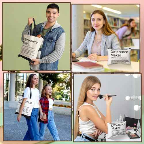 Paterr 2 Pcs Paraprofessional Gifts Survival Kit Tote Bag Cosmetic Makeup Bag Teaching Assistant Appreciation Gifts for Women