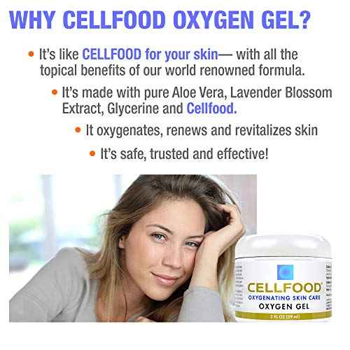 Cellfood Oxygen Gel - 2 oz, 2 Pack - Tightening and Firming Face Moisturizer - Aloe Vera, Lavender Blossom Extract, Glycerine - Hypoallergenic, Non-GMO