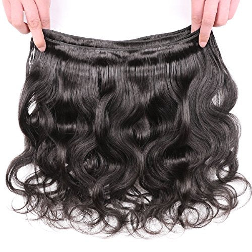 ISEE Hair 8A Unprocessed Brazilian Virgin Body Wave Human Hair One Bundles 100% Unprocessed Human Hair Extensions Natural Black (28'')