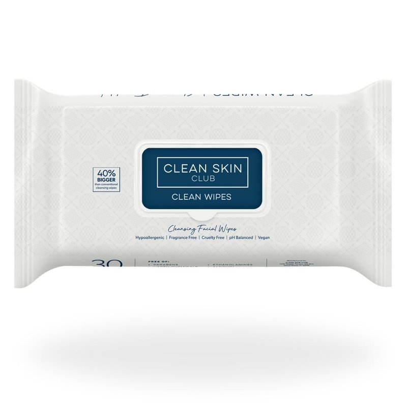 Clean Skin Club XL Makeup Remover Wipes - Textured Cleansing Facial Wipes for Sensitive Skin | Hypoallergenic & Fragrance-Free, 30 Count
