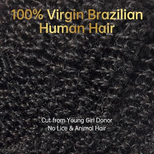 WEQUEEN Kinky Curly Human Hair Bundles Premium Virgin 100% Human Hair 3c/4a Curly Wave 22 Inch Single Bundle Natural Black