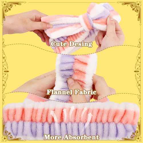 HOFASON 24 Pcs Spa Headband Bulk for Stocking Stuffers, Teens Women Girls Christmas Gifts Bulk for Slumber Bachelorette Party Favors Flannel Bow Makeup Hairband for Washing Face Skincare