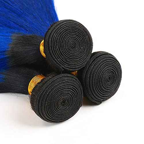Ombre Blue Body Wave Bundles Black To Blue Human Hair 3 Bundles Brazilian 100% Unprocessed Virgin Extensions Double Weft Bundle 20 22 24 Inch