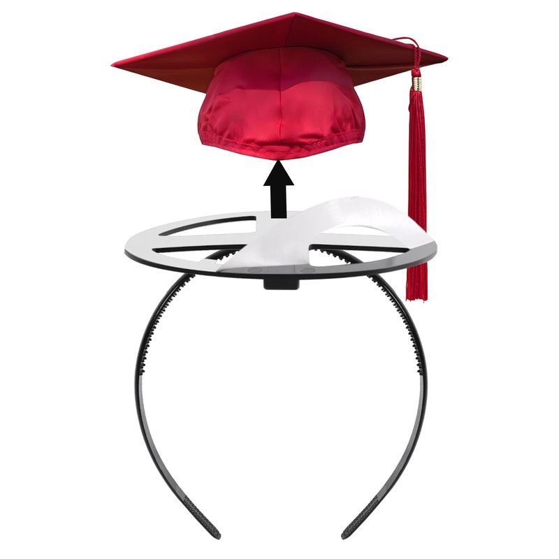 EMOOULI Black Graduation Cap HeadBand, Secure Grad And Hairstyle, Not Change Hair, Grad Cap Hairband for Graduates, Students (1)