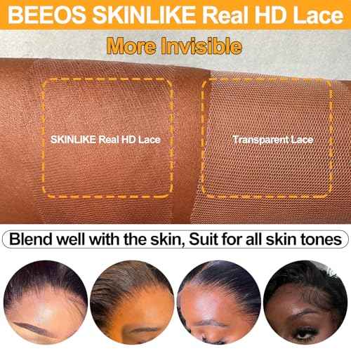 BEEOS Body Wave 4x4 SKINLIKE Real HD Lace Closure, Pre-Plucked Bleached Knot 0.1mm Ultra-thin Invisible HD Lace Human Hair Closure 18 Inch