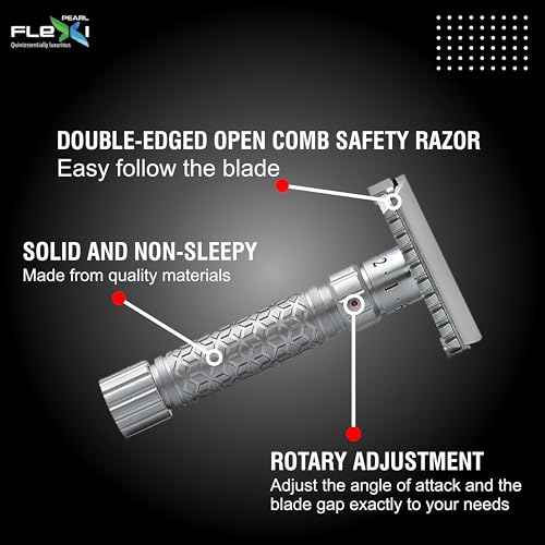 Pearl Flexi Open Comb Adjustable Safety Razor - Made of 100% Brass Metal | Adjustable from 1 to 6 | Men's Shaving Razor for Fathers Day Gift