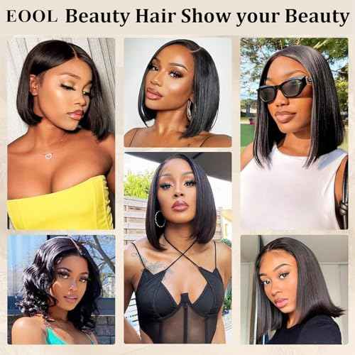 9X6 Glueless Bob Wigs Human Hair Pre Plucked Pre Cut,Short Straight Bob Wigs for Black Women HD Transparent Glueless Lace Front Wigs Human Hair 200% Density 12 Inch