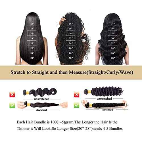 Hswpawk Body Wave Bundles Human Hair 16 18 20 Inch 12A Human Hair Bundles 3 Bundles Human Hair 100% Unprocessed Brazilian Virgin Hair Bundles Deals Human Hair Natural Color Human Hair Weave Extension