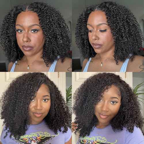 3C 4A Curly Clip In Hair Extension Real Human Hair 24 Inch Kinky Curly Clip in Hair Extensions Real Human Hair Brazilian Remy Human Hair Extensions Double Weft 8Pcs 110g Natural Black