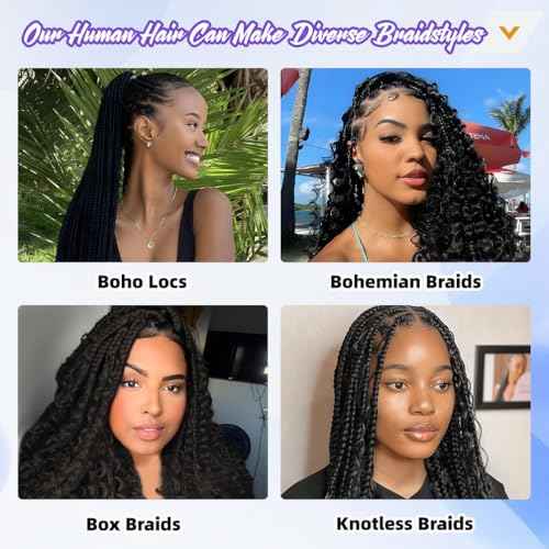 Deep Wave Human Braiding Hair for Boho Braids ? 14 Inch 120g 3 Bundles/Pack Highlights Balayage Chocolate Brown to Caramel Blonde, 12A Brazilian Hair Bulk No Weft, Wet & Wavy Curly Knotless Extensions