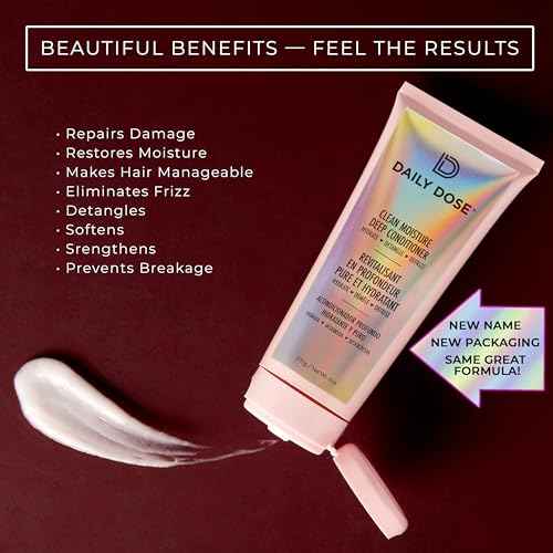 DAILY DOSE Clean Moisture Deep Conditioner ? Hydrating Hair Mask for Dry, Damaged & Frizz-Prone Hair. Restores Moisture, Softness & Shine ? Vegan, Sulfate-Free, Paraben-Free ? 6 oz