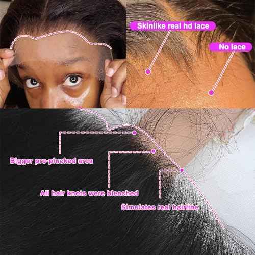 13x6 Skinlike Real HD Lace Frontal Only, 0.10mm Ultra Thin HD Lace Pre Plucked Body Wave Human Hair Frontal Bleached Knots 12 Inch