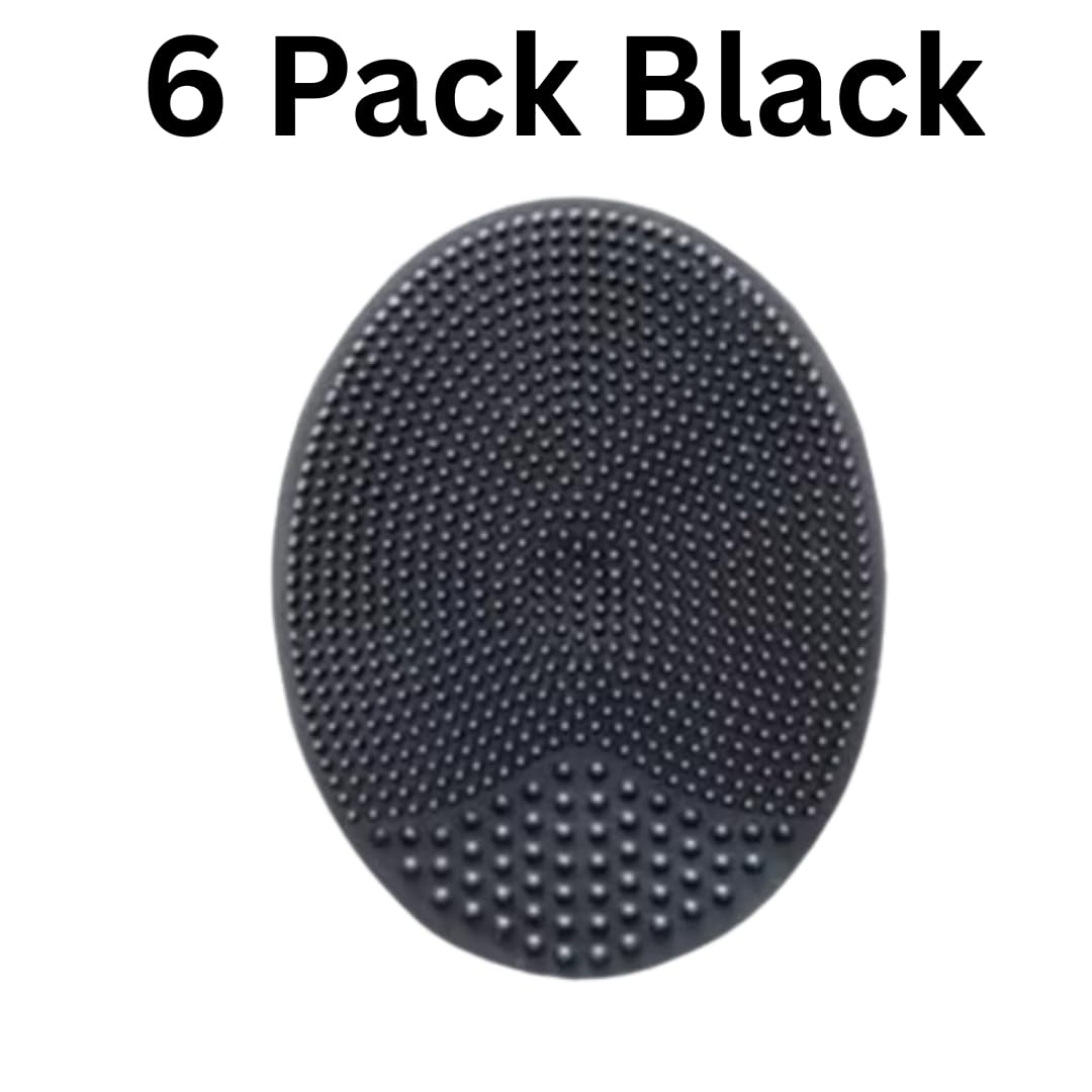 The Soaping Factory Silicone Face Scrubber, Black, Soft Facial Cleansing Brush and Exfoliating Pad for Blackheads, Acne, and Pore Cleansing, 6 Pack
