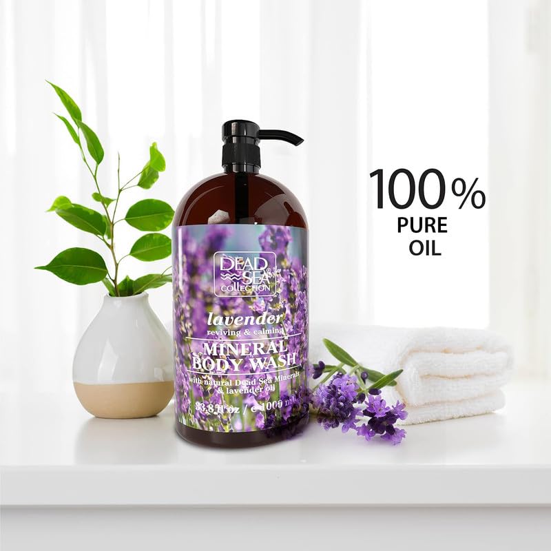 Dead Sea Collection Lavender Body Wash - Gentle Cleansing with Pure Dead Sea Minerals & Lavender Oil | Pack of 2 (67.6 fl. oz)