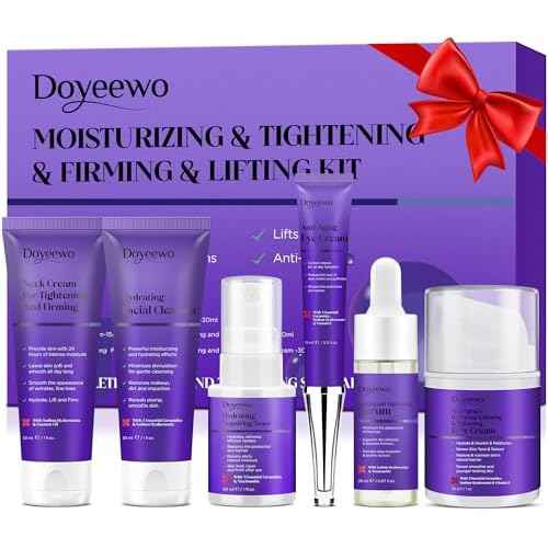 Skin Care Set,6Pcs Professional Womens Teens Tighten Lift Firm Skincare,Hydrate Anti-Aging Facial Routine Kit Travel Gift Set,Birthday Christmas Secret Santa Gifts for Women Teenage Girl Wife Mom