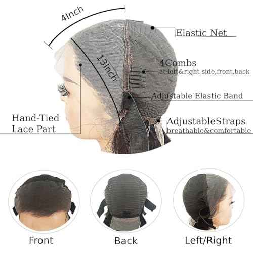 Caijuxing 30Inch Deep Wave Lace Front Wigs Human Hair 200 Density 13x4 HD Transparent Lace Frontal Wigs Human Hair Pre Plucked Curly Lace Front Wig Wigs for Black Women Natural Color