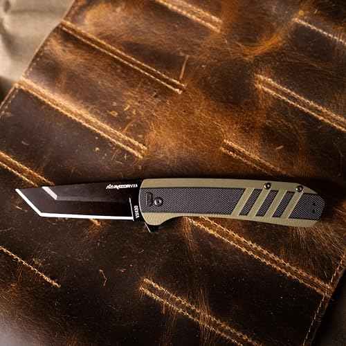 OUTDOOR EDGE Razor VX4 ? 3" Replaceable Blade Folding Knife ? Black Tanto Blade ? Black G10 Over Green Handle ? Reversible Clip ? EDC, Outdoor & Survival