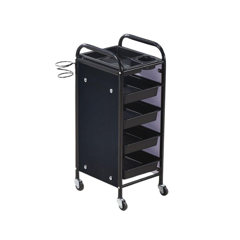 ELITE BAY-Hairdressing Trolley- Metal Salon Rolling Cart Organizer.Durable Beauty Storage Unit with Wheels.Multi-Tier Tray System for Hair Tools, Makeup & Spa Essentials.Black & Gold Finish
