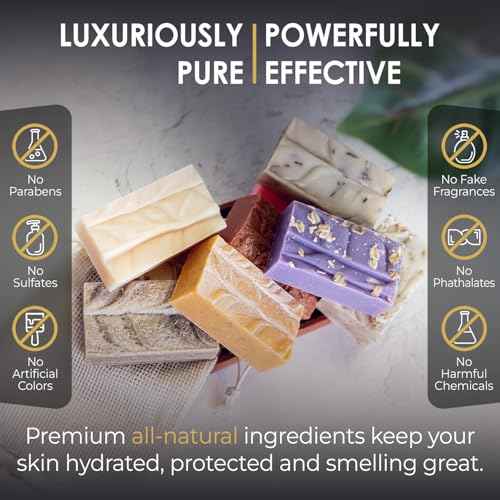Blue Moon Elise All Natural Soap Bars Variety 10-Pack, Made with Organic Ingredients, Handmade in the USA, Moisturizing and Therapeutic for Face & Body, Sensitive Skin, Men & Women